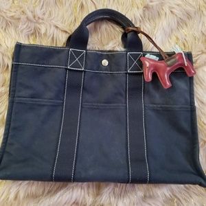 HERMES NAVY BLUE CANVAS FOURRE TOUT HOLDALL